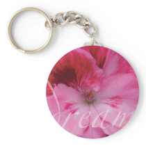 Dream Pink Geranium Flower Key Chain