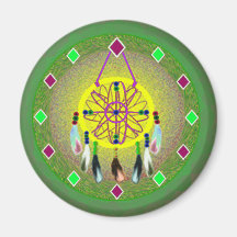 Dreamcatcher Yellow Native American Refrigerator Magnets