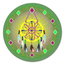 Dreamcatcher Yellow Native American Round Stickers