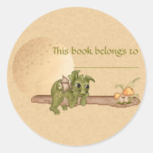 Dreaming Dragon Bookplate Round Stickers