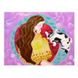 Dreaming Woman and Cat. Post Card