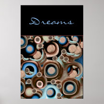 Dreams - Abstract Blue, Taupe, and Chocolate Poster