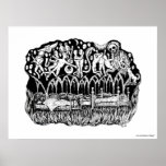 Dreams surreal black and white pen ink drawing posters