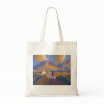 Dreamscape  with cottage  and girl bag