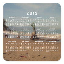 Dreamy Beach Scene; 2012 Calendar Square Stickers