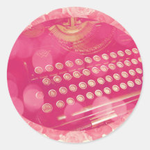 Dreamy Pink Typewriter Round Stickers