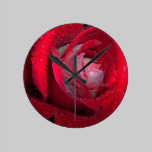 DRENCHED BEAUTY - RED ROSE wall clocks