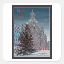 Dresden - Frauenkirche Tannenbaum - HH BW Square Stickers