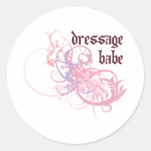 Dressage Babe Round Sticker
