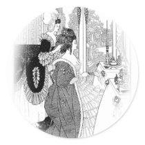 Dressing Her Hair Round Sticker