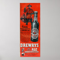 DREWRYS OLD STOCK ALE-VINTAGE CANADIAN BEER POSTER
