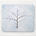 Dried branch lonely tree on a snowy landscape mousepads