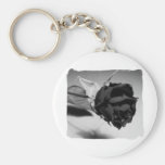 Dried Rose Photograph - Black & White Keychains