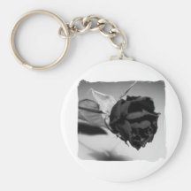 Dried Rose Photograph - Black & White Keychains