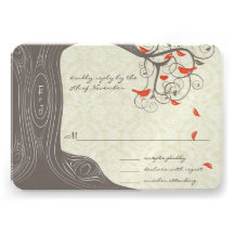 Driftwood Tree Swirl Love Birds Wedding Invitation