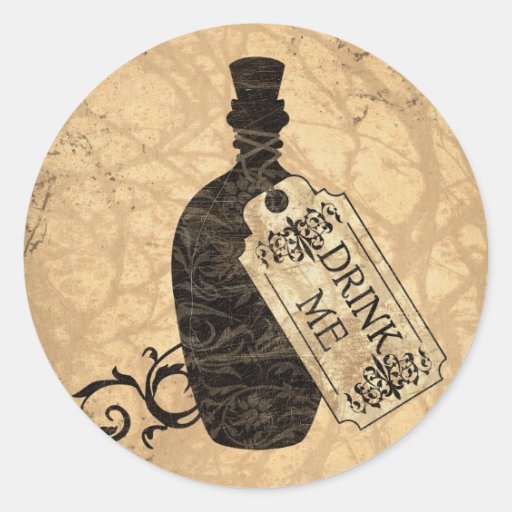 Drink Me Bottle Round Stickers