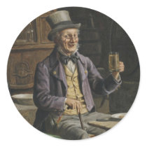 Drinking Beer Painting Round Stickers