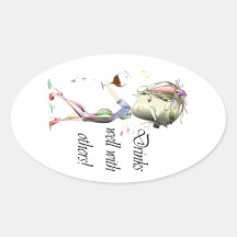 Drinks well with others, funny Wine art Sticker