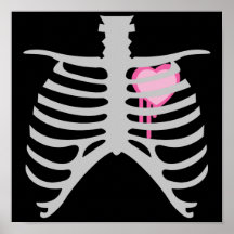 Dripping Heart in Ribcage Poster