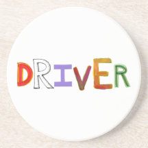 Driver word art chauffeur designated sober beverage coasters