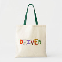 Driver word art colourful unique designated sober tote bags