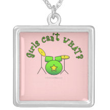 Drum Set - Green Personalized Necklace