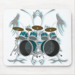 Drum Set & Tribal Artwork (green) - Mousepad