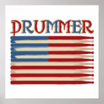 Drum Stick USA Flag Drummer Tees and Gifts posters