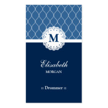 Drummer Elegant Blue Lace Pattern Business Cards