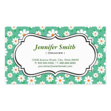Drummer - Elegant Green Daisy Business Card Templates