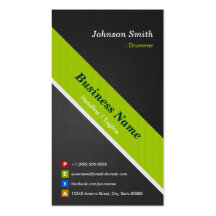 Drummer - Premium Black and Green Business Cards