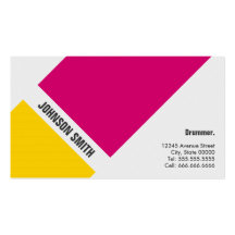 Drummer - Simple Pink Yellow Business Cards