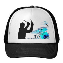 Drummer sticks in air shadow blue invert drums mesh hats