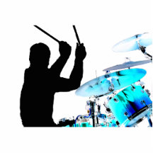 Drummer sticks in air shadow blue invert drums photo sculptures