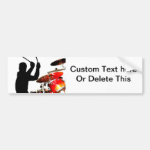 Drummer sticks in air shadow real drums bumper stickers