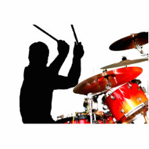 Drummer sticks in air shadow real drums photo cutouts