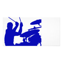 Drummer sticks in air shadow Solid blue Photo Greeting Card