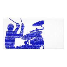 Drummer sticks shadow blue w music grunge personalized photo card