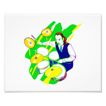 Drummer Wearing Vest Yellow Cymbals Graphic Photo Art