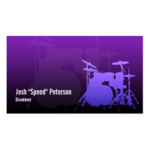 Drummer's Drum Kit Silhouette Violet Business Card