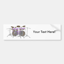 Drums: Purple & White Drum Kit: 3D Model: Bumper Stickers
