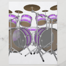 Drums: Purple & White Drum Kit: 3D Model: Personalized Flyer