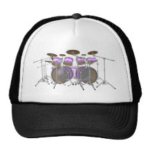 Drums: Purple & White Drum Kit: 3D Model: Hats