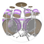 Drums: Purple & White Drum Kit: 3D Model: Round Stickers