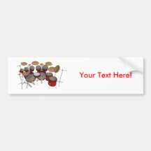Drums: Red Drum Kit: 3D Model: Bumper Stickers