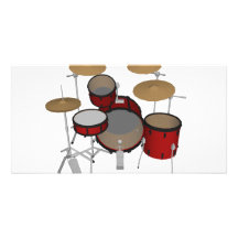Drums: Red Drum Kit: 3D Model: Photo Card Template