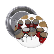 Drums: Red Drum Kit: 3D Model: Pinback Button