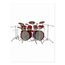 Drums: Red Drum Kit: 3D Model: Post Cards