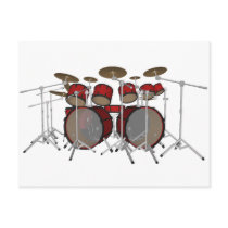 Drums: Red Drum Kit: 3D Model: