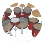 Drums: Red Drum Kit: 3D Model: Round Sticker